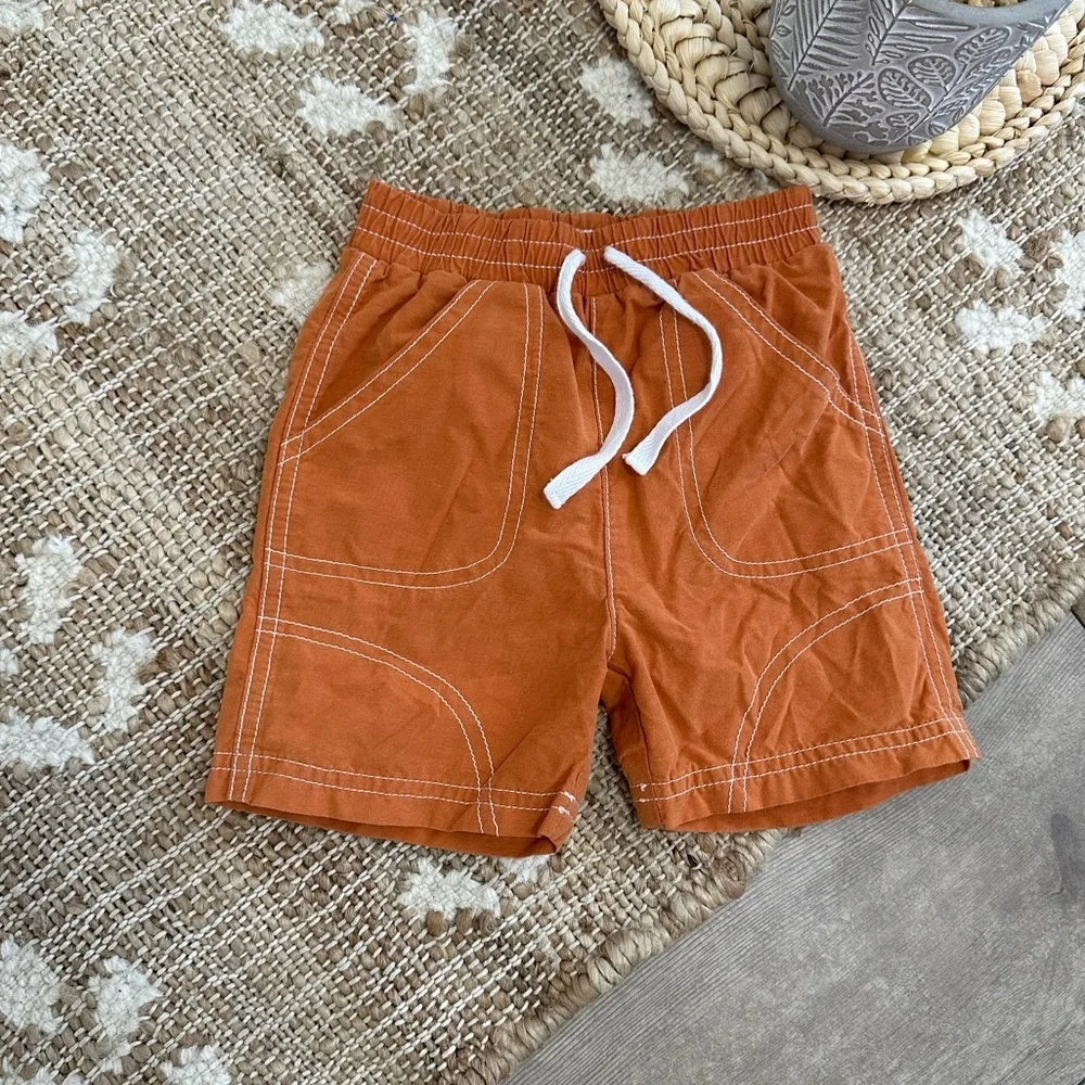 Y2K Le Top Baby Toddler Boy Swim Trunks Rustic Burnt Orange Size 12 Months